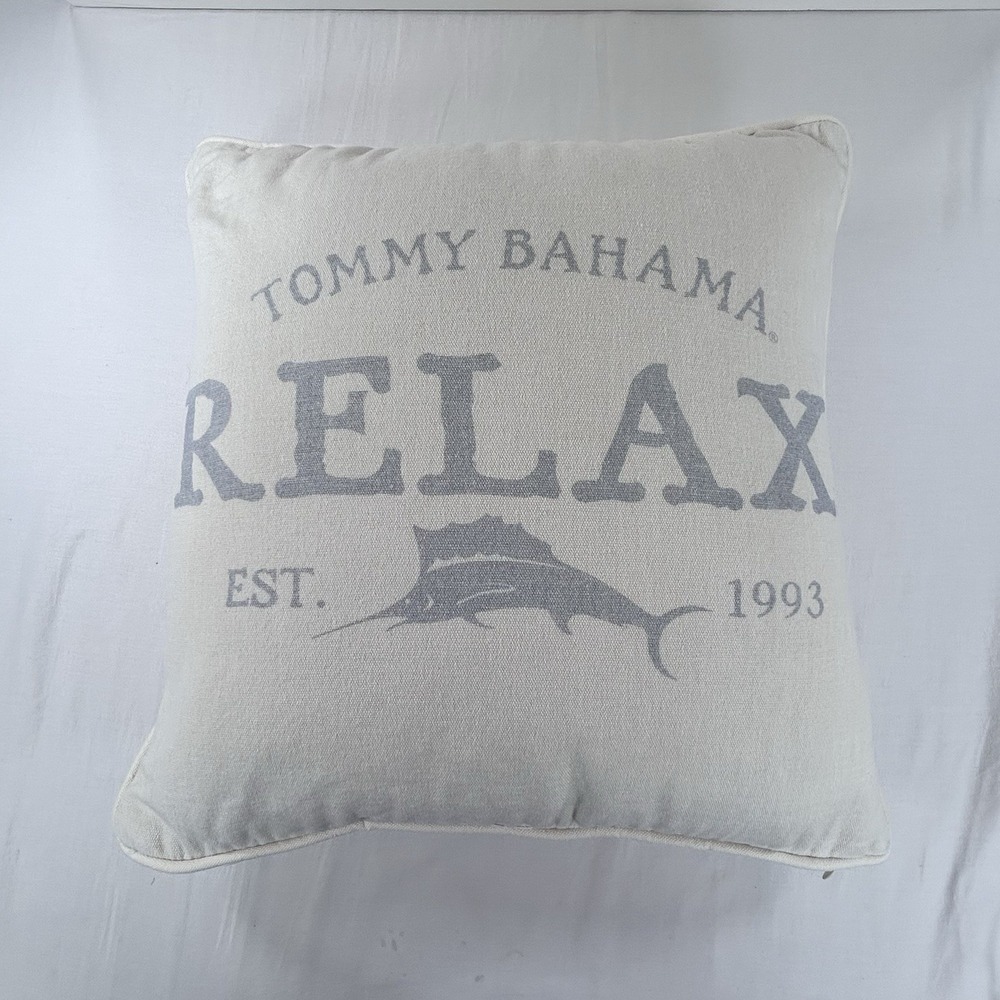 Tommy Bahama Relax Throw Pillow Blue on White Swordfish Nautical Indoor Outdoor